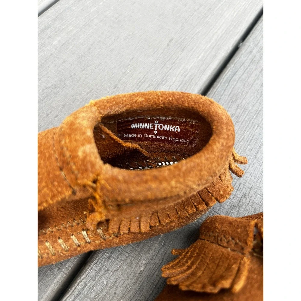 Minnetonka Kids Brown‎ Suede Fringe Moccasins Infant Size 3 1762 Booties